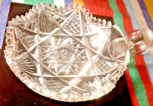 Vintage Lead Crystal Candy Dish With Handle - Picture 1 of 4