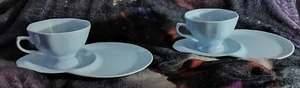 vtg Snack Plates & Cups set of 2ND Exclusive Tea Toast blue - Picture 1 of 7
