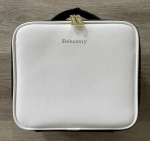 Behaesty Travel Makeup Bag Organizer with LED Lighted Mirror Black & White - Picture 1 of 12