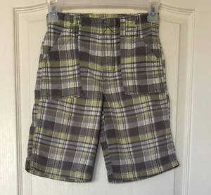 CARTER'S Kids Boys Cotton Size 7 Elastic Waist Pull-Up Gray Yellow Plaid Shorts - Picture 1 of 5