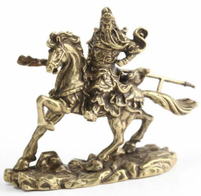 Estatuilla de héroe antiguo chino estatua de cobre caballo Guan yu estatuilla adorno Foto 1 de 4