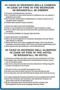 Cartello segnaletico alluminio IN CASO DI INCENDIO NELLA CAMERA 30 X 20 CM  - Imagen 1 de 1