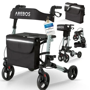 AREBOS Caminador Andador plegable de aluminio con ruedas ligero con frenos 136kg - Imagen 1 de 14