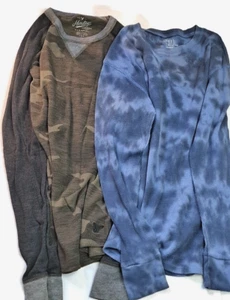 2 Long Sleeve THERMALS American Eagle & Time & True LARGE camo & tie dye unisex - Picture 1 of 15