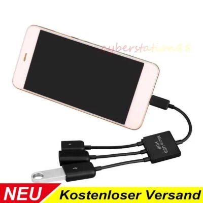 Micro USB OTG Hub fur Smartphone Handy und Tablets USB On-The-Go Adapter Kabel. - Bild 1 von 4