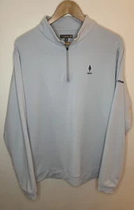 Peter Millar Crown Sport Embroidered Logo Mens Light Gray XL Zip Pullover Top - Picture 1 of 6