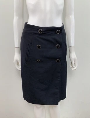 Falda de lana negra Banana Republic para mujer talla 2 pequeña con botones delanteros urdimbre Foto 1 de 4
