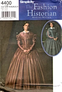 Vestido Era Guerra Civil Simplicidad Moda Historiador Patrón 4400 Tallas 16 a 24 - Imagen 1 de 2