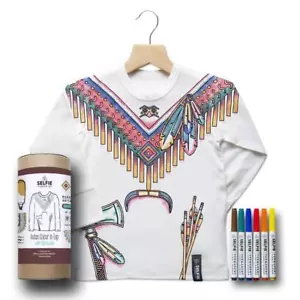 Camiseta para niños color indio manga larga con bolígrafos de tela niños niñas artesanías - Imagen 1 de 4