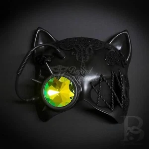 Steampunk Gatto Cat Masquerade Mask Black M39572 - Picture 1 of 5