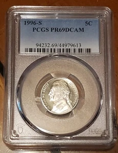 1996-S 5C Jefferson Nickel PCGS PR69DCAM - Picture 1 of 2