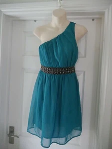 Miso Beaded Dress Size 10 Emerald Green Floaty Chiffon Wedding Guest Christening - Picture 1 of 12