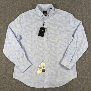 William Rast Shirt Mens Large 16-16.5 32/33 Light Blue Camo Slim Fit Stretch - Picture 1 of 12