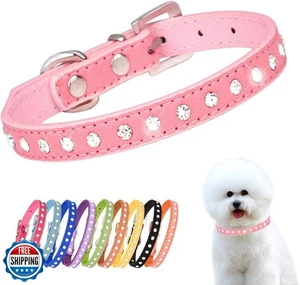 Collier pour chien Pimaodog strass cuir daim cristal diamant coloré Bling G - Photo 1/5