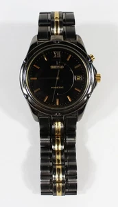 Seiko Black and gold Kinetic watch 5M62-0C80 - Picture 1 of 4