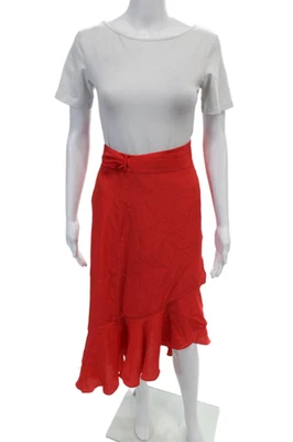 Saia maxi feminina Intermix de seda com babados linha A vermelha tamanho médio - Imagem 1 de 4