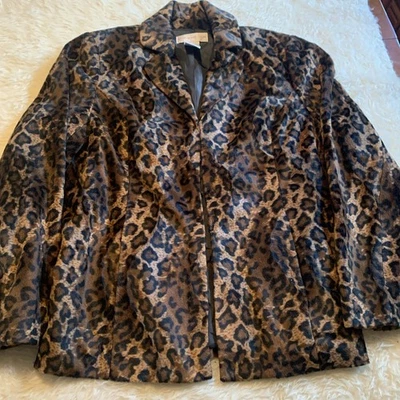 Womens Size Medium Leopard Print Blazer/jacket Susan Graver Style - Image 1 of 4