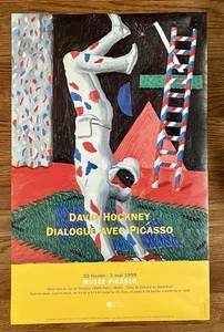 SELTENđ„DAVID HOCKNEY Dialog mit Picasso ORIGINAL FRANZĂSISCHES POSTER 1999 Harlekin - Bild 1 von 13
