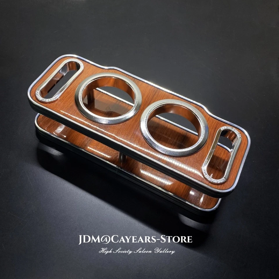 JDM JP Cromo Madera Grano Portavasos Bebida Coche Instrumento Mesa de Escritorio Universal Foto 1 de 4