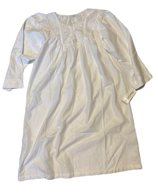 Camisón de Colección Miss Elaine Damas Mediano Blanco Poliéster Borde de Encaje Manga Larga Foto 1 de 4