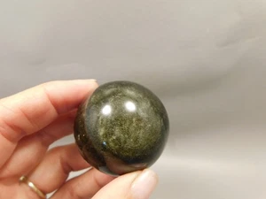 Gold Sheen Obsidian Sphere 1.7 inch Chatoyant 43 mm Stone Ball #Og14 - Picture 1 of 10