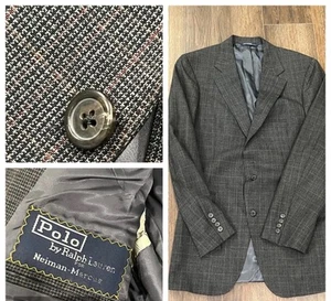 Blazer Polo Ralph Lauren Vintage Hombre Talla 40 Largo Tweed Cuadros Gris Rojo Preppy - Imagen 1 de 14