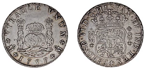 8 Silver REALES / Silver. Ferdinand VI - Fernando VI. Mexico, 1757. VF+ / VF. - Picture 1 of 1