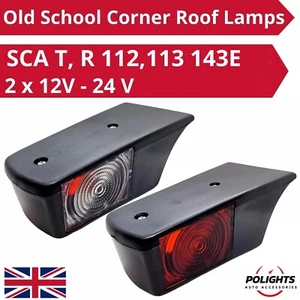 2 x Lámparas de techo esquineras Old School 12-24V blancas y rojas para SCANIA T, R 112,113 143E - Imagen 1 de 9