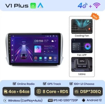 Autoradio Per Peugeot 208-2008 2012-2018  4G+64GB Wireless CarPlay-AndroidAuto - Immagine 1 di 4