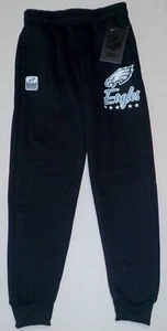 PHILADELPHIA EAGLES YOUTH SWEATPANTS S M L NWT BLACK POLYESTER BOYS LOGO - Picture 1 of 2