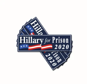 Hillary For Prison Anti Hillary Bumper Sticker 2020 3" Mini Decals Set of 5 BLUE - Picture 1 of 2