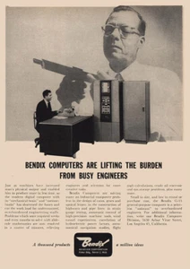 Bendix Aviation 1957: Computers Lifting Burden anuncio impreso vintage - Imagen 1 de 1