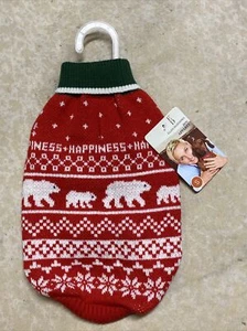 ELLEN DEGENERES RED HOLIDAY/CHRISTMAS SWEATER "HAPPINESS" BEARS Puppy/Dog XS/SM - Picture 1 of 2