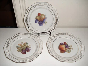 3 Vintage Schuman Arzberg Germany 71/2" Reticulated Pierced Edge Plates - Picture 1 of 7