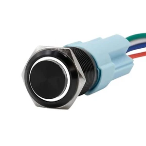 Sparked Innovation12V black ring light SPDT latching push-button switch - Picture 1 of 6
