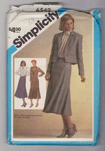 SIMPLICITY pattern 6542 jacket skirt suit blouse Sz 10 vintage uncut unused - Picture 1 of 4