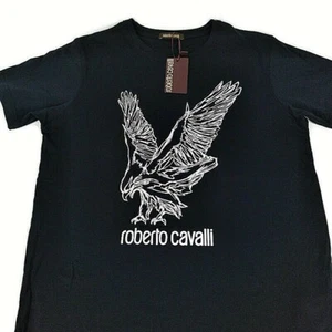 Nueva con etiquetas Camiseta Para Hombre Roberto Cavalli Cuello Redondo Águila Gráfica Serigrafía Negra XL  - Imagen 1 de 7