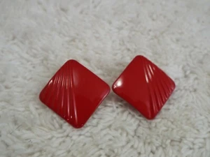 Pendientes de clip esmaltados rojos (B55) - Imagen 1 de 2