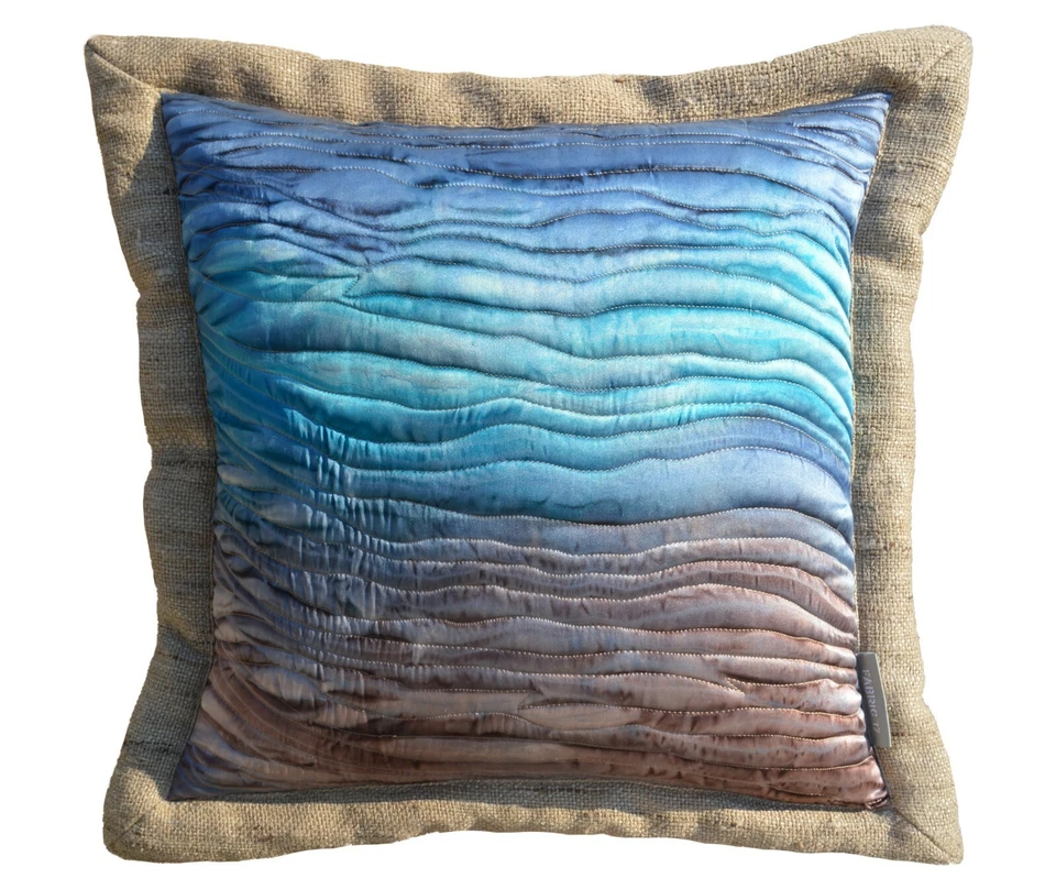Fabric17 Silk Throw Pillow Cover 17", Hand Painted and Quilted Silk Cushion Case - Image 1 of 4