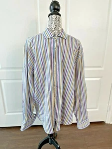MEN'S SZ 2XL ROBERT GRAHAM PURPLE YELLOW BLUE ETC. STRIPED LONG SLEEVE SHIRT-EUC - Picture 1 of 6