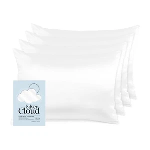 Paquete de 4 fundas de almohada satinadas blancas Silver Cloud - Imagen 1 de 9