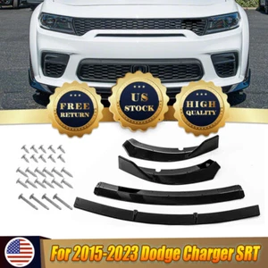 Glossy Black Fits 2015-23 Dodge Charger SRT Style Front Bumper Lip Splitter Kit- - Picture 1 of 13