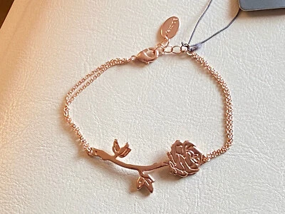 NEW DISNEY COUTURE BEAUTY & THE BEAST BELLE ROSE BRACELET BNIB WHITE GOLD PLATE - Image 1 of 4