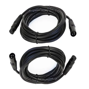 Pair 3-pin 15ft Male Cable to Shielded Female Cables Audio PA Speaker XLR Cables - Picture 1 of 17