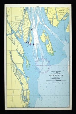 Mapa USACE 1965 Detroit River Grosse Ile Celebron Island Gibraltar Michigan Foto 1 de 4