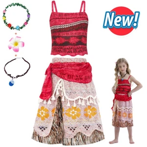Girls Disney Moana Princess Fancy Dress Cosplay Costume Deluxe Necklace UK - Picture 1 of 18