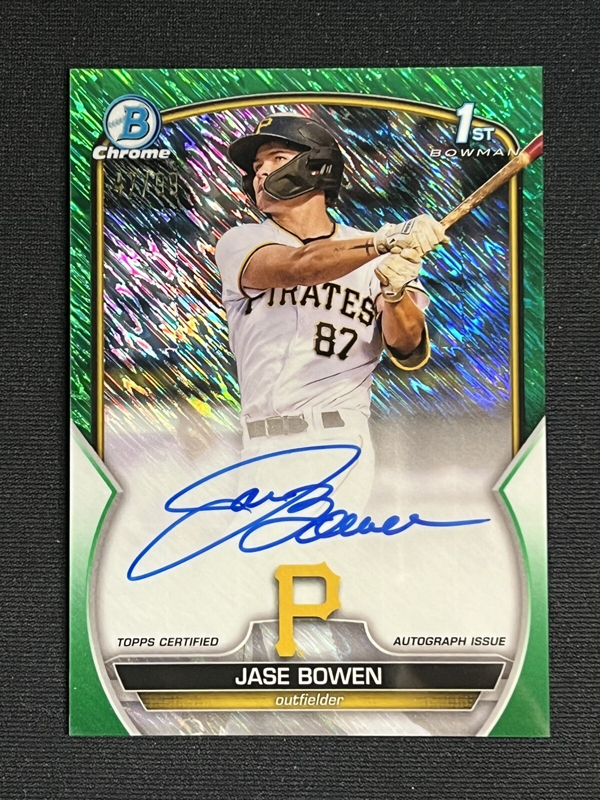 2023 1st Bowman Chrome Jase Bowen Green Shimmer Autograph  #CPA-JBN SP 47/99