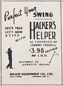 1950 Hacker's Helper Perfect Your Golf Swing Keep Your Left Arm Stiff  Print Ad - Foto 1 di 1