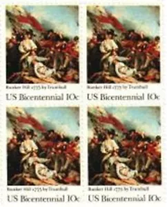 US BICENTENNIAL BUNKER HILL-Block of 4 Collectible Unused 1975 Stamps-FREE SHIP - Picture 1 of 1