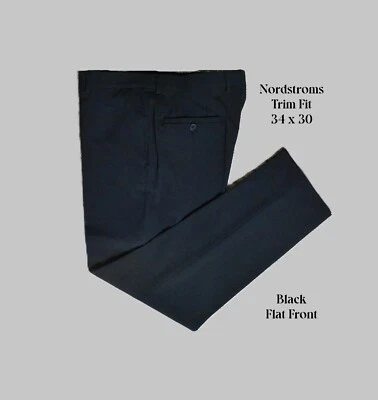 Calça social Nordstroms acabamento ajuste 34 30 preta lixeira frontal plana 2 - Imagem 1 de 4
